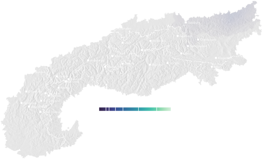 Precipitation forecast map for the Alps for Fri, Oct 30