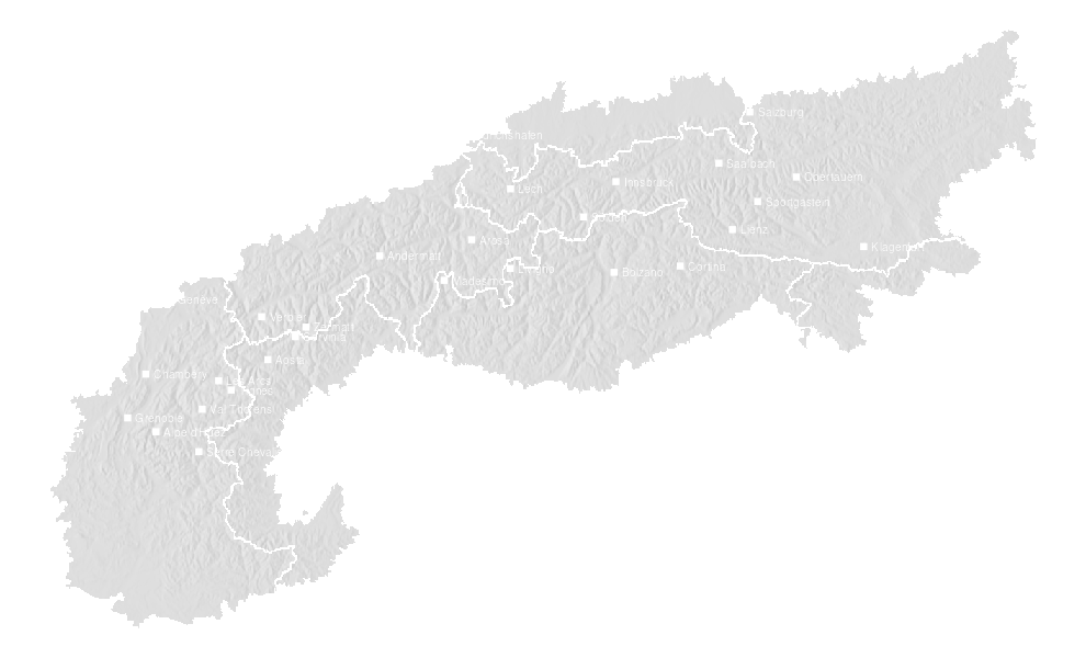 Snow depth map for the Alps