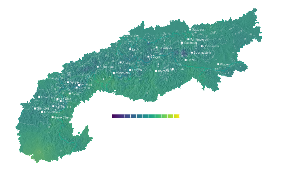 Temperature forecast map for today